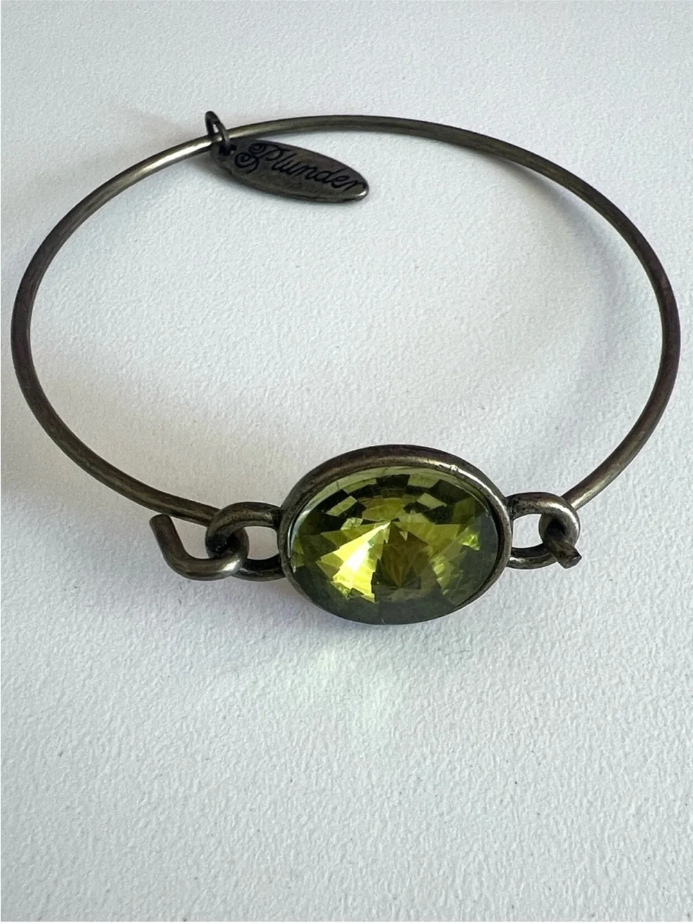 Plunder Vintage-Inspired Green Crystal Round Bracelet and Earrings Set